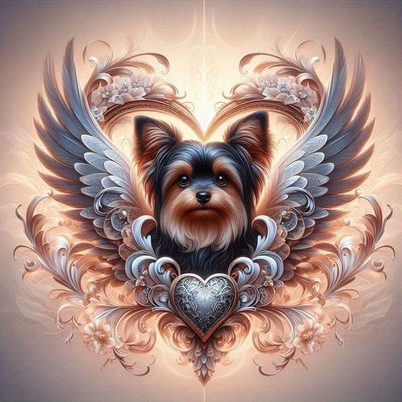 

Diamond Art Painting Kit With Yorkie Dog And , Acrylic Material, Diy Craft For Home Bedroom, Hallway, Study, Bathroom Wall Decor, Handmade Activity, Ideal Gift - In 40x40cm And 50x50cm Sizes