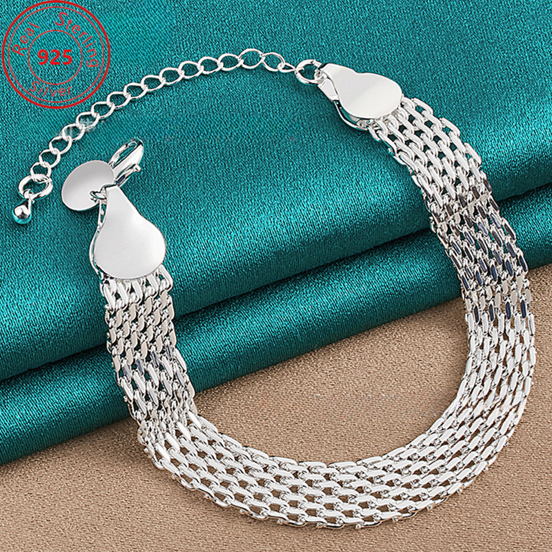 

S925 Sterling Silver 10mm Woven Bracelet - Silver Jewelry With Stylish - Wear And Party - Men's Trend Charm Gift