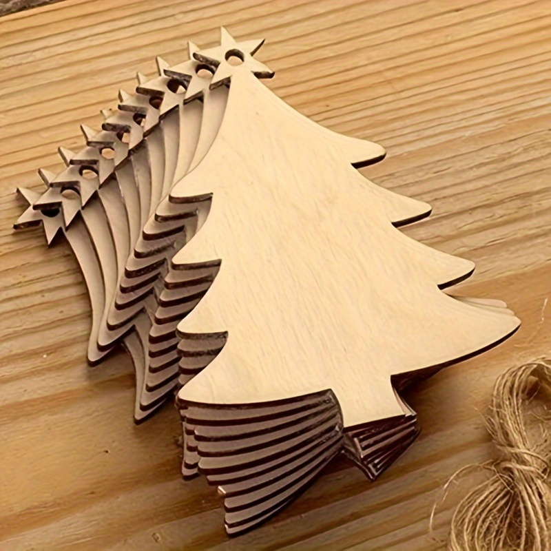 

30pcs Diy Wooden Christmas Tree Ornaments - Handcrafted, Blank Pendants For Painting & Decorating, No Power Needed