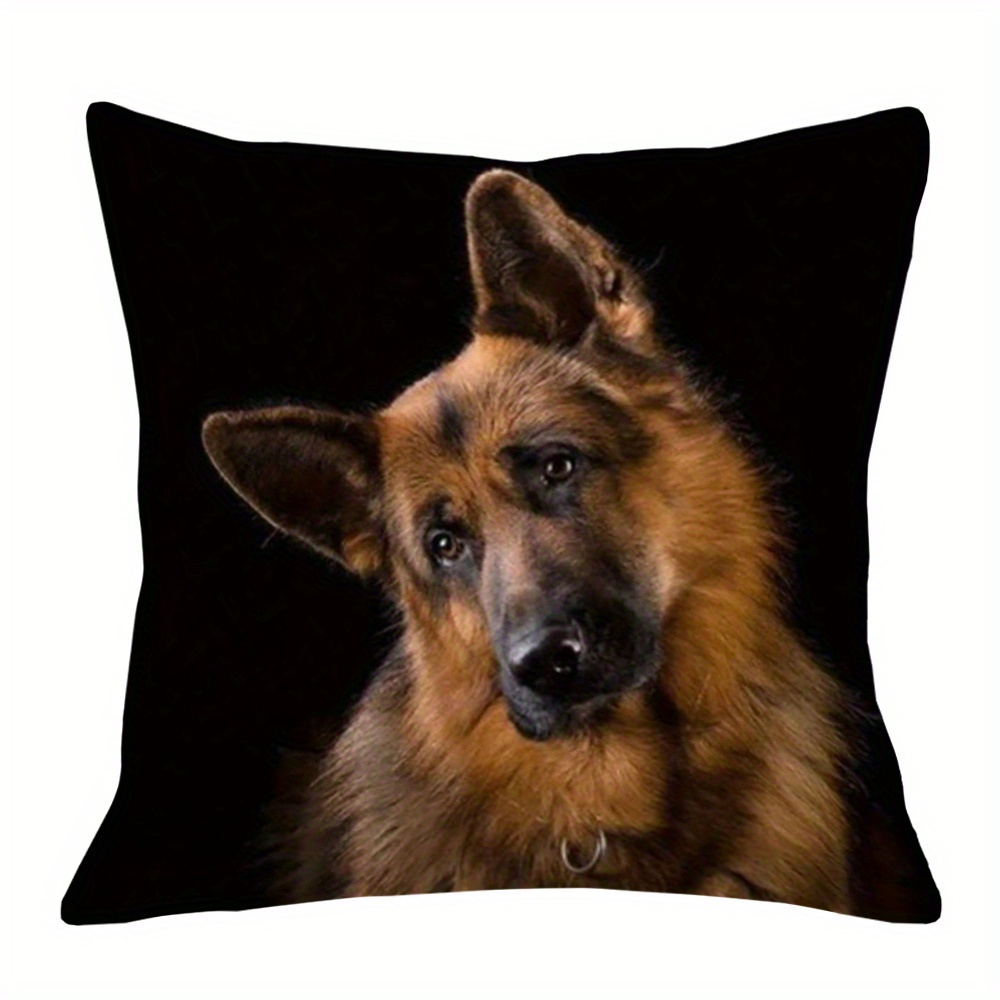 

German Shepherd Art Throw Pillow Cover 18x18 Inches - Double-sided, Soft Plush, Zip Closure - Decor (pillow Not Included)