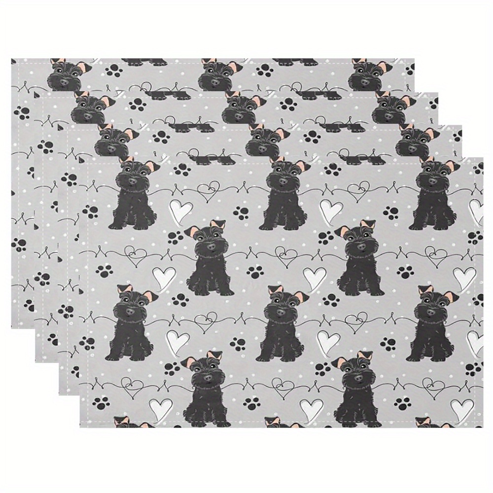 TEMU Set Of 4, Miniature Schnauzer   Mats Decorative Table Mat For Dining Table Kitchen Home Decor For Dining Table Easy To Clean (table Mats)