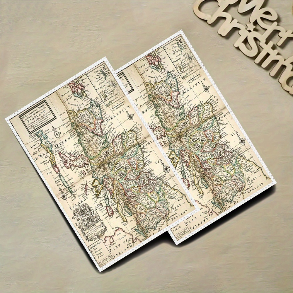 

2pcs Scottish Map Towels - 16x24 , Polyester, Rectangular, Christmas , For & Restaurant Decor