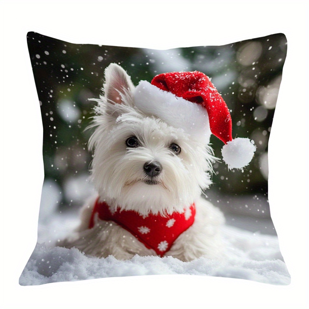 

18x18 Inch White Christmas Throw Pillow Cover - Sofa, Living Room, Or Car Decor (pillow Not Included)