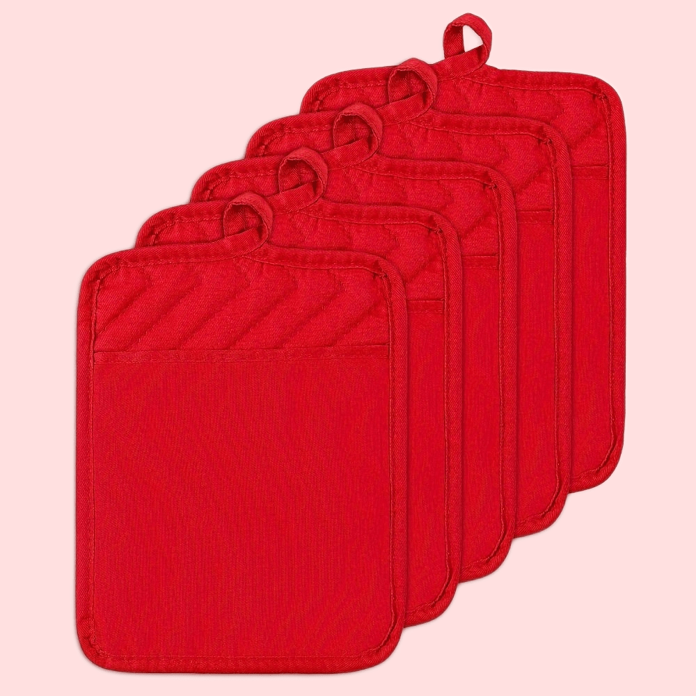 

5- Pot - Potholders, Hot For Cooking And , Accessories, , Red