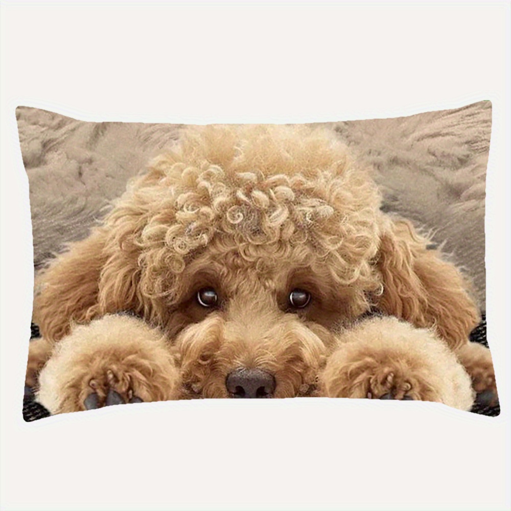 

1pc Poodle Double-sided Printed Polyester Cushion Cover 12x20 Inches - Soft Decorative Throw Case For Home & Party Decor, Color, Suitable For 14+