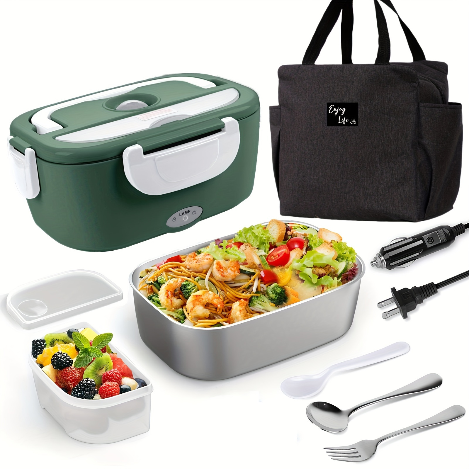 

Box Portable Box For Car// 1.5l Removable Steel Container, Tablewaremeal Bag , &