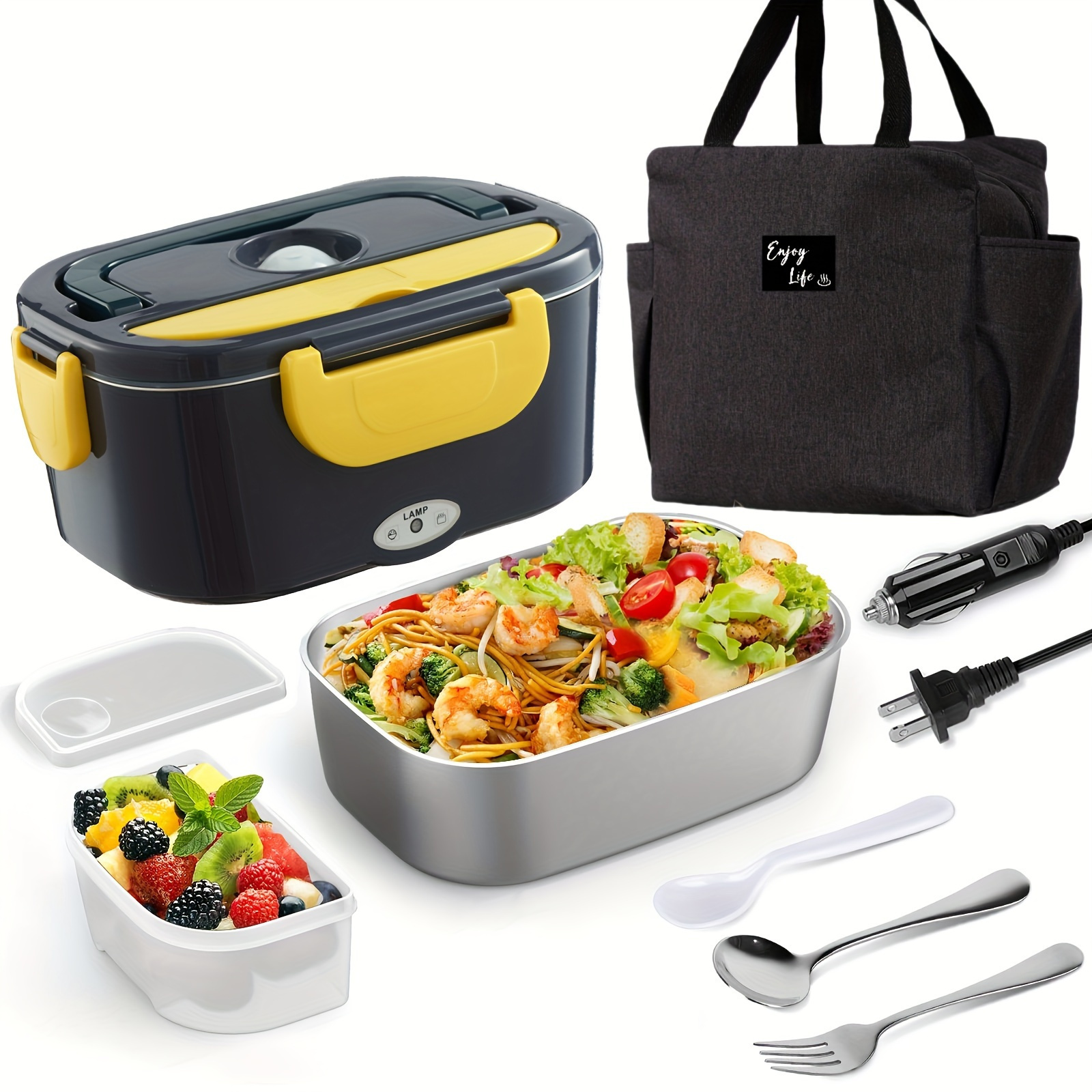 

Box Portable Box For Car// 1.5l Removable Steel Container, Tablewaremeal Bag