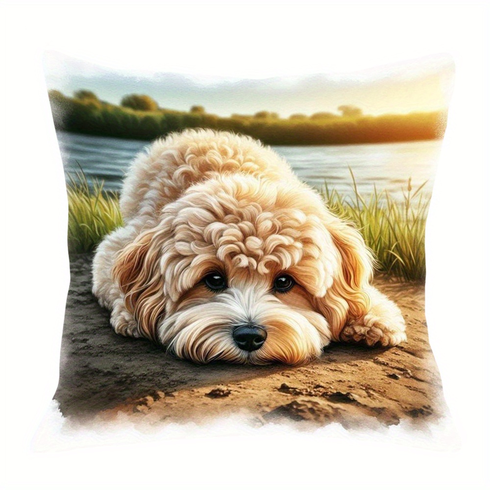 

Cute Bichon Dog Double-sided Plush Pillowcase, 18x18 Inch - Wedding Anniversary & Home Decor