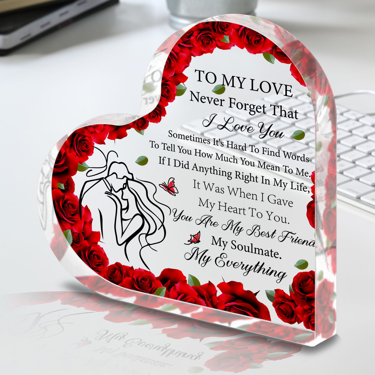 TEMU 2d Flat, 1pc Heart-shaped Acrylic Love Plaque With " I Love You" Message - Romantic Wall Decor For Valentine's Day, Anniversary, Wedding,