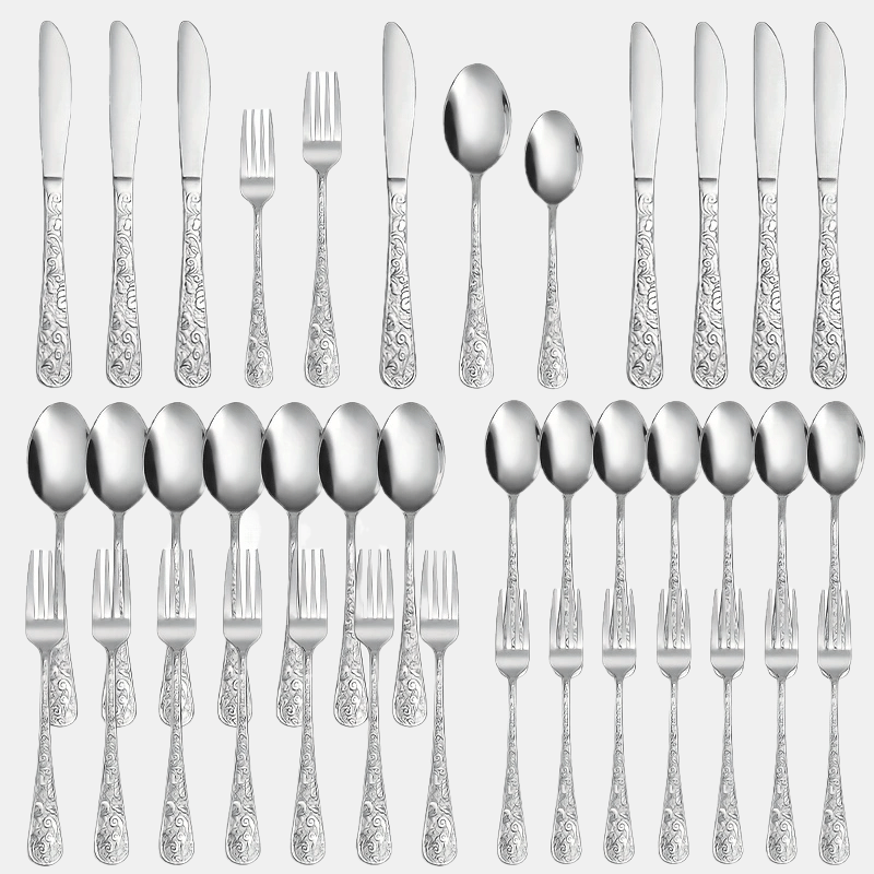 

40-piece Vintage Silverware Set For 8, Stainless Steel Flatware Set With Knife/fork/spoon, Cutlery Set For Home And Kitchen, Utensil Set With Dishwasher Safe