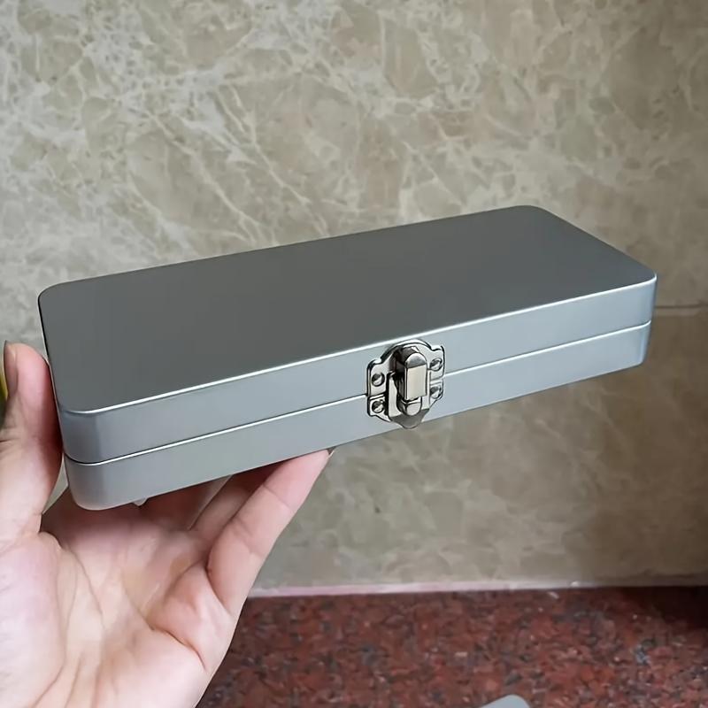 

Silvery Rectangular Box With Lid - Ideal For , Cosmetics, Office Supplies Storage - Home, Office, Bedroom, Stationery Organization, Storage Solution
