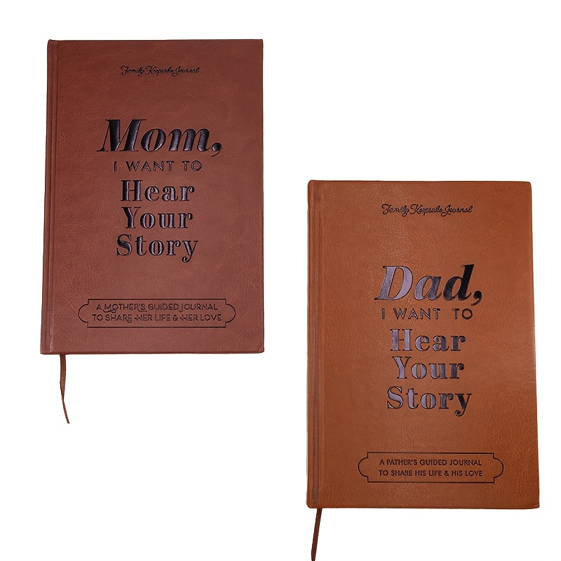 

2-pack A5 Leather Journals - "mom, I Want To " & "dad, I Want To " - Memory Journey & , English Language, Adult