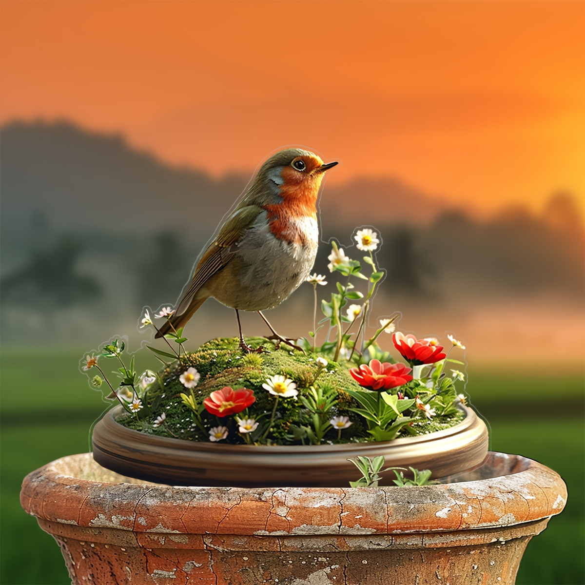 

1pc Classic Robin Acrylic Garden Planter Plug, Outdoor Decor For , Lawn & Patio, & Holiday Theme, Animal-themed, Valentine's Day, Plastic, No Electricity Or Battery Needed