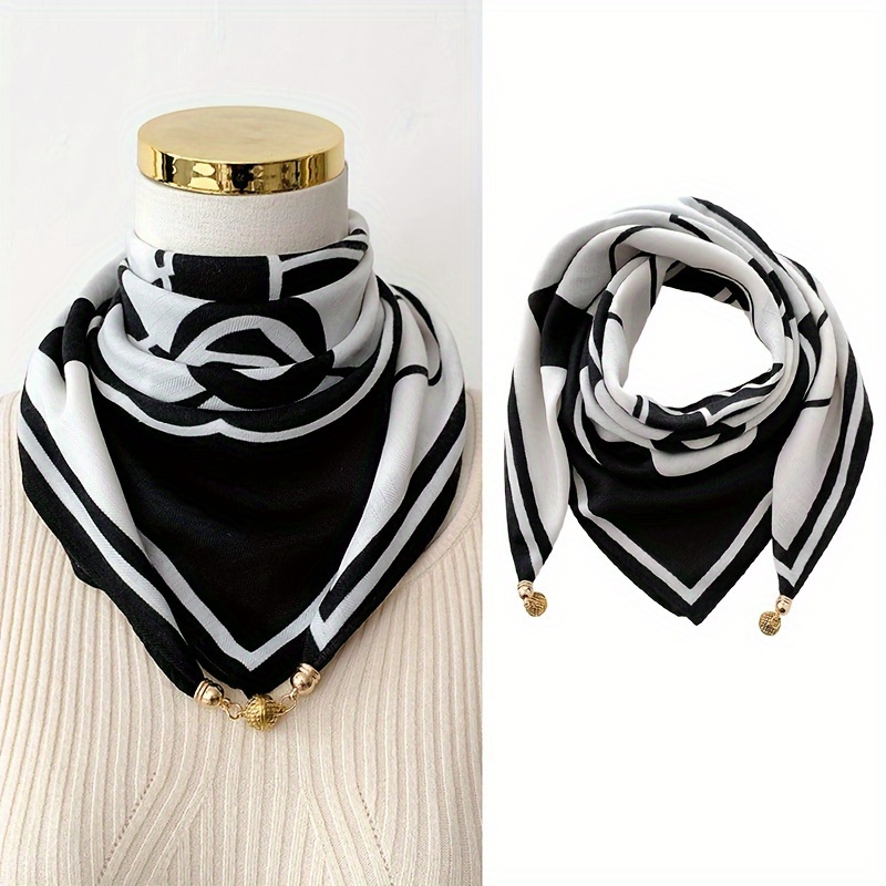 

Elegant Bohemian Scarf For Women With Magnetic - Breathable Polyester Neck Warmer Featuring Chic Print In , Use