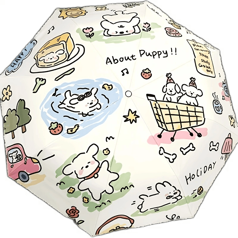 TEMU Small Dog Umbrella Female Sunshade Student Sun Umbrella Sun Protection Uv Protection Folding Umbrella Automatic Sun Umbrella