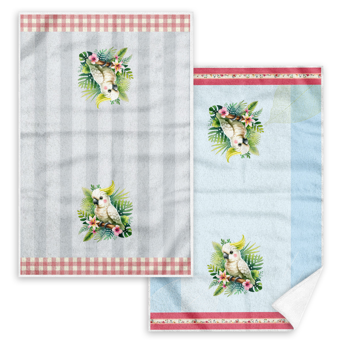 TEMU 2pcs Kitchen Towels, Flowers& Parrots Hand Towels, Kitchen Decorative Dish Towels, Absorbent Cloth Tea Towels, Suitable For Cooking, Baking,