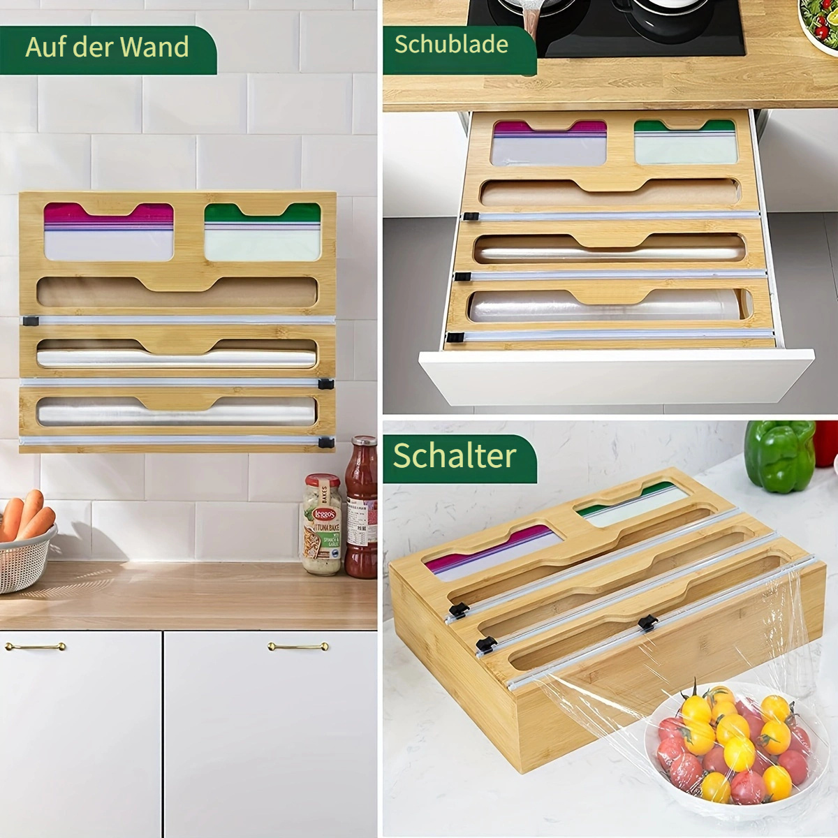 bambus kchenschublade verpackungsspender (folien - Temu Germany