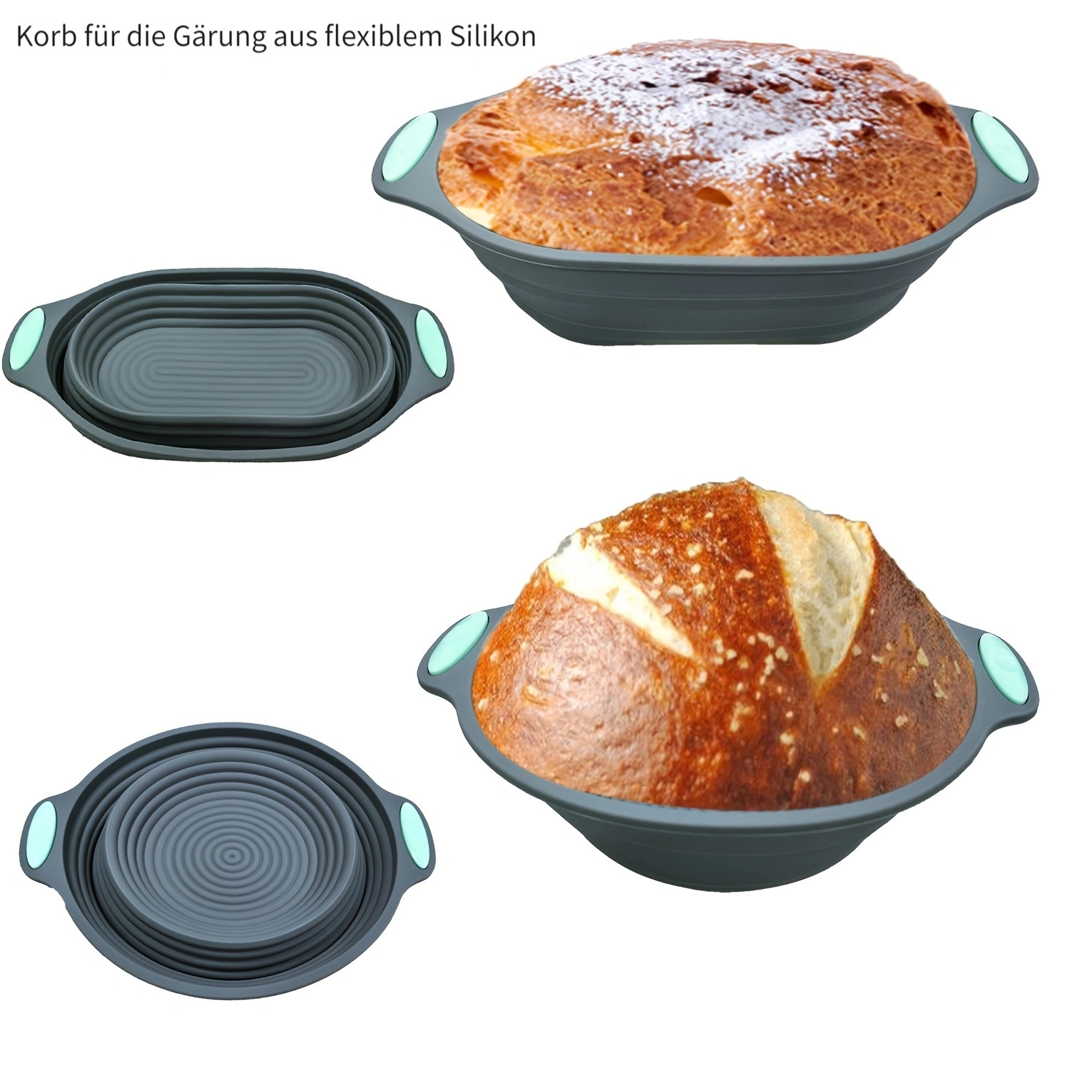 6 Faltbare Silikon-Brotgärkörbe (12,7 Cm) – Für Sauerteig, Ofengeeignet & Stapelbar