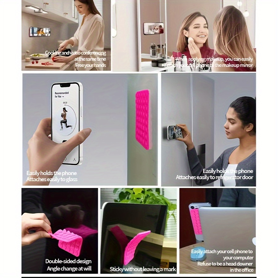 

1pc Multi-functional Rectangular Silicone Suction Cup, Waterproof 40-hole Mobile Phone Holder, Strong , Suitable For , Preventing Mobile Phones From Falling, Video And Selfies