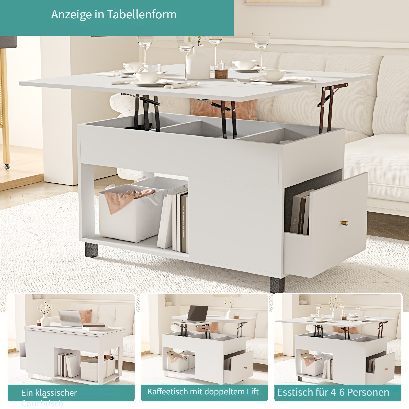couchtisch höhenverstellbarer couchtisch ausziehbar