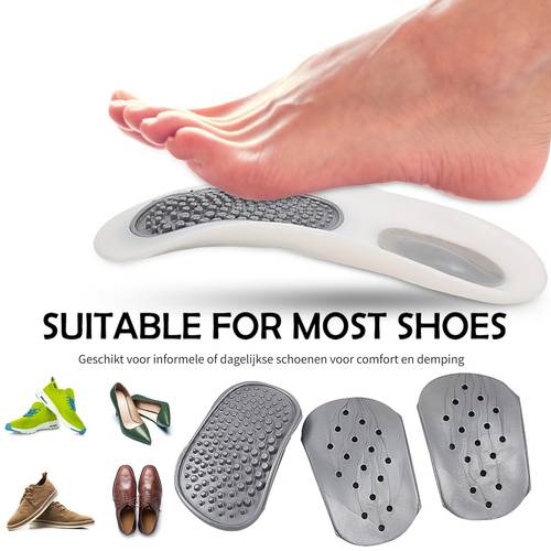 artikel foto 1 paar verstelbare steunzolen - verwijderbaar & comfortabel design, ademend & abs materiaal, ideaal voor dagelijks gebruik in casual schoenen, wit met geprofileerd oppervlak, schoenaccessoires