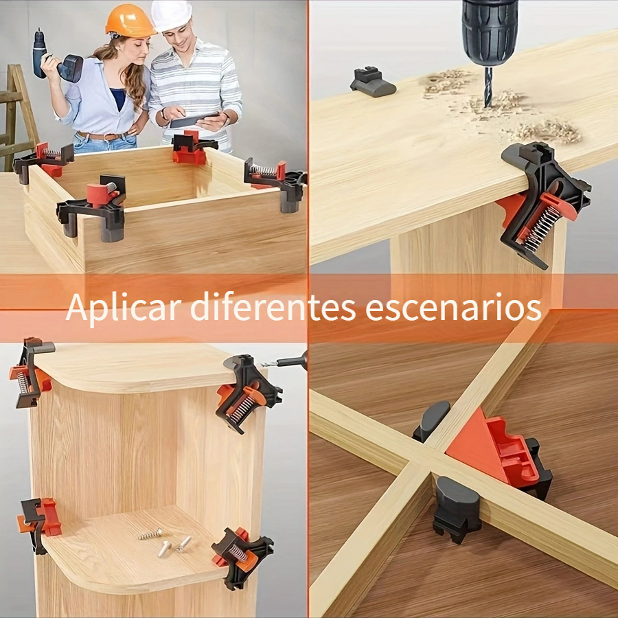 4 piezas de abrazaderas de ángulo de 90 grados de agarre rápido, juego de abrazaderas para carpintería con resorte ajustable, material plástico duradero, ideal para carpintería, ensamblaje de gabinetes y enmarcado de cuadros - Regalo perfecto para Navidad - Imagen 5