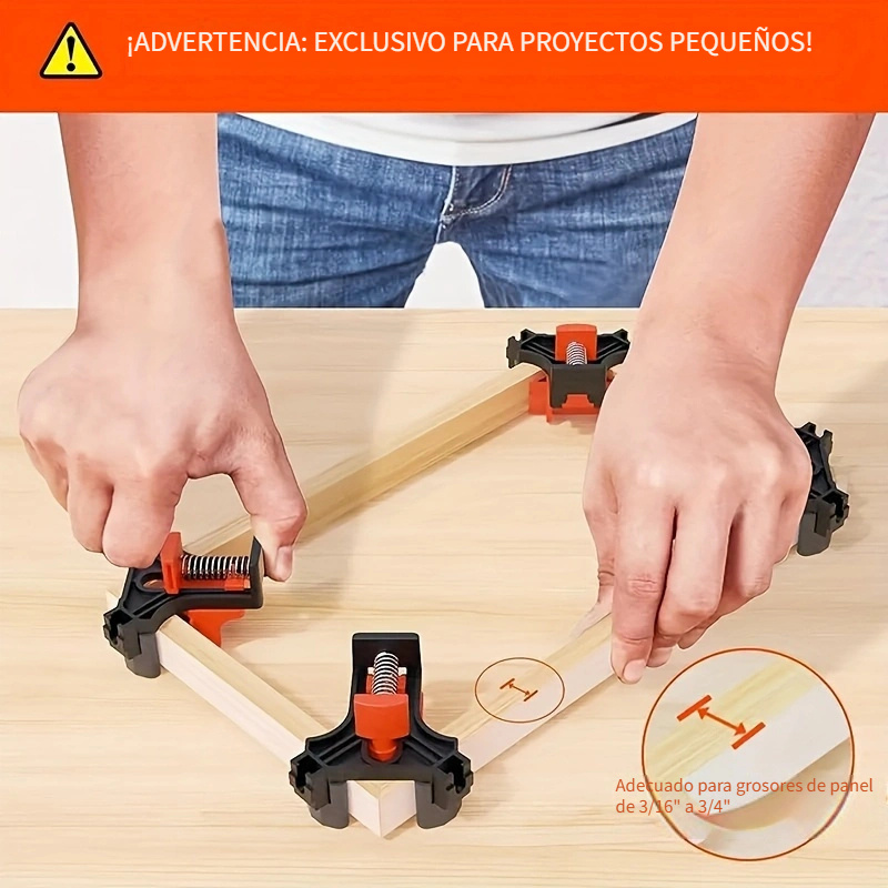 4 piezas de abrazaderas de ángulo de 90 grados de agarre rápido, juego de abrazaderas para carpintería con resorte ajustable, material plástico duradero, ideal para carpintería, ensamblaje de gabinetes y enmarcado de cuadros - Regalo perfecto para Navidad - Imagen 6