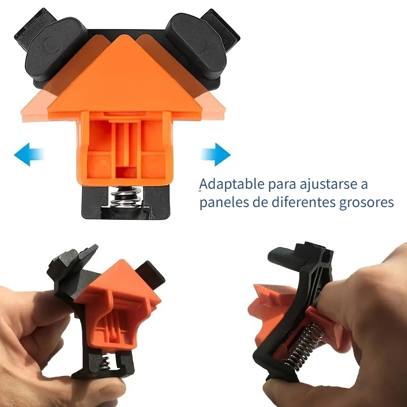 4 piezas de abrazaderas de ángulo de 90 grados de agarre rápido, juego de abrazaderas para carpintería con resorte ajustable, material plástico duradero, ideal para carpintería, ensamblaje de gabinetes y enmarcado de cuadros - Regalo perfecto para Navidad - Imagen 2