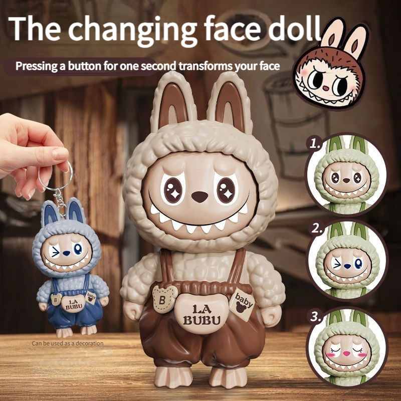 

Labu Face-changing Doll Pendant, Cartoon Gift Keychain Ornament, Relax Toy For Men, Women And - No Batteries Required