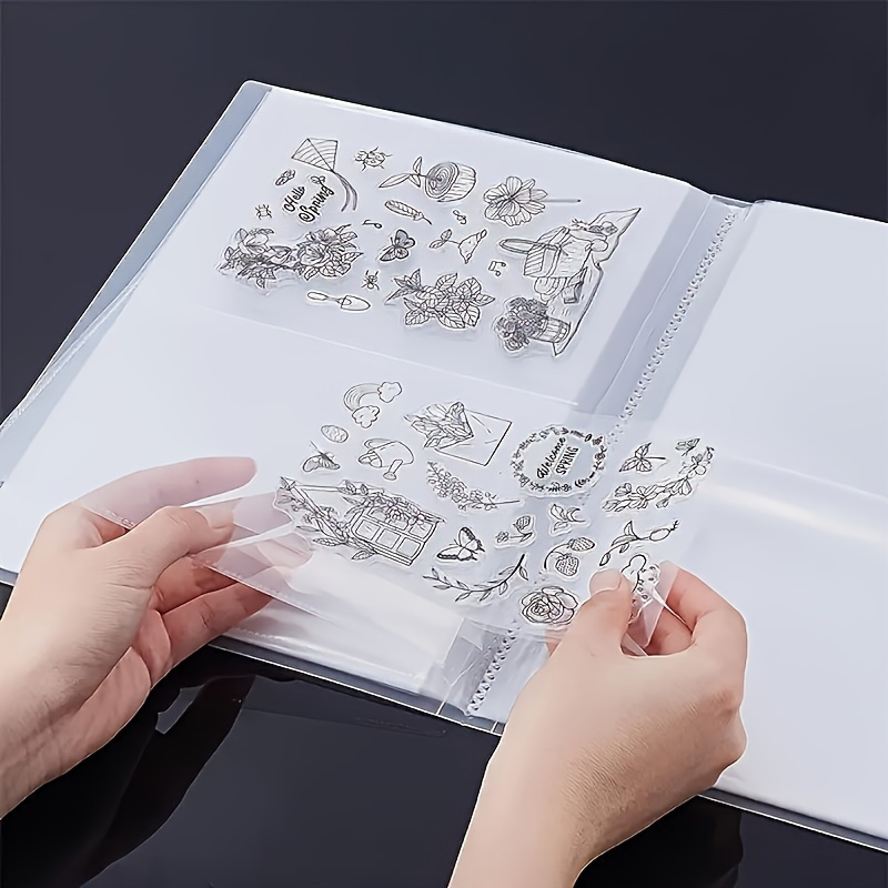 

80-pocket Clear Scrapbooking Binder Organizer For Stamps, Dies, Postcards & Stickers - Transparent White Plastic Album With Easy-to-use Sleeves For Craft Storage & Organization