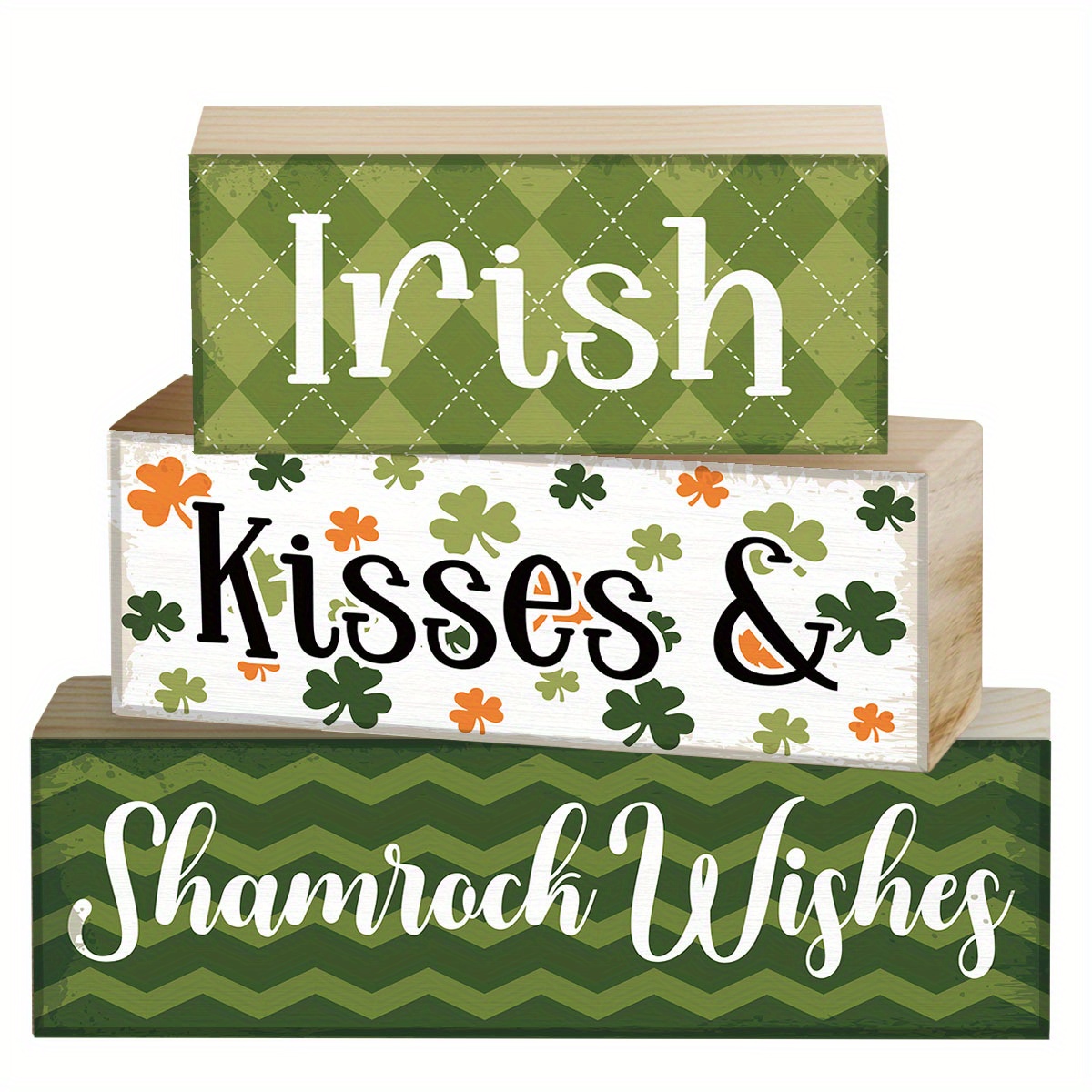 

1 Set Classic Wooden 's Day Decor - Tabletop Irish Plaque With 'irish & Shamrock Wishes' - Multipurpose, No Electricity Needed, Ideal For Christmas, Halloween, Thanksgiving, Father's & Day