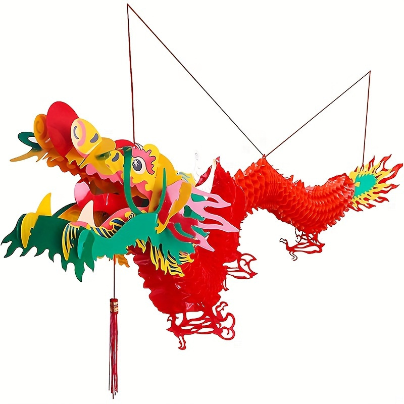 

1pc 3d Paper Chinese New Year Dragon Garland, 39 Inches/100cm Hanging Decorative New Year Party Ornaments