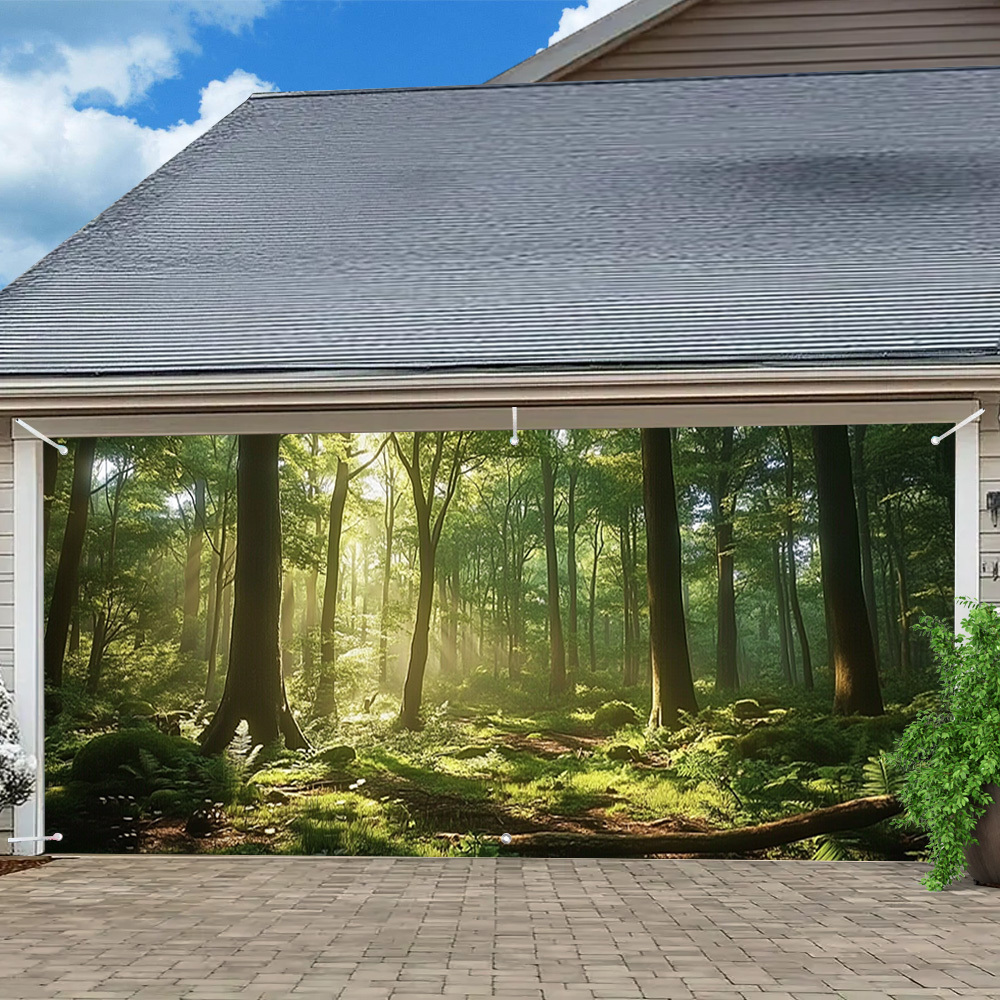 

1pc Couverture de Porte de Garage Forêt Pluviale de Printemps – Célébrez avec Style avec une Porte de Garage , Parfaite pour les Fêtes , Spéciales et Plaisir . Installation Rapide, Construction Solide