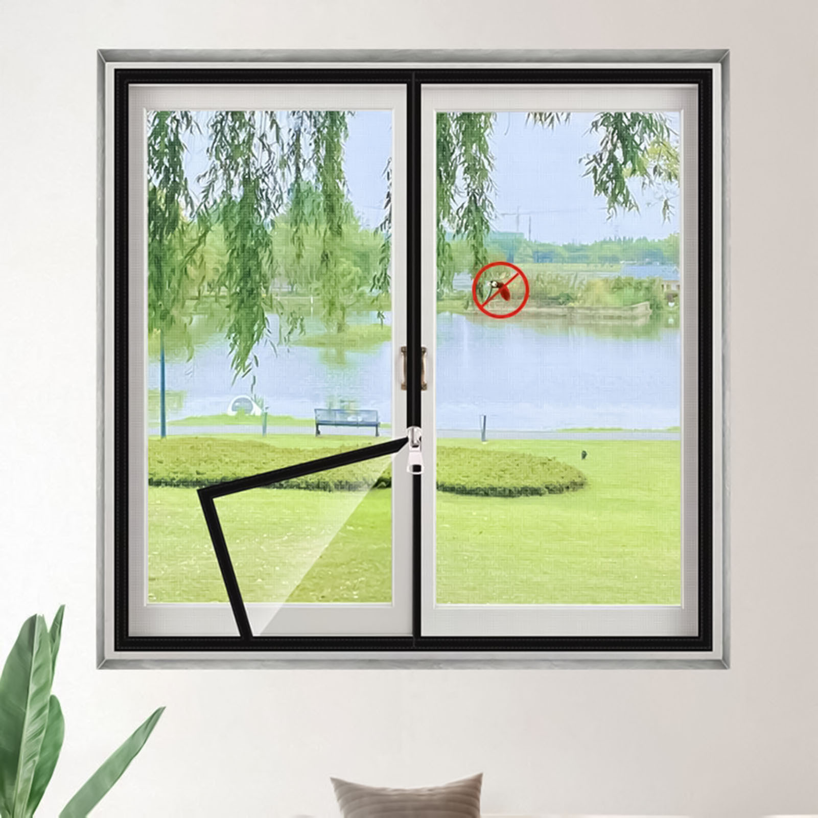 TEMU Easy-install No-drill Net Screen For Bedroom, Bathroom, Living Room - Durable Plastic, Household, Simple, Screen