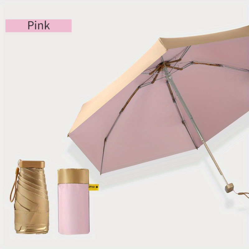 TEMU 1pc 6 Capsule Umbrella, Ultralight Uv Protection Umbrella, Umbrella Folding Umbrella, Lightweight Sturdy Travel Umbrella, Sunny And Umbrella