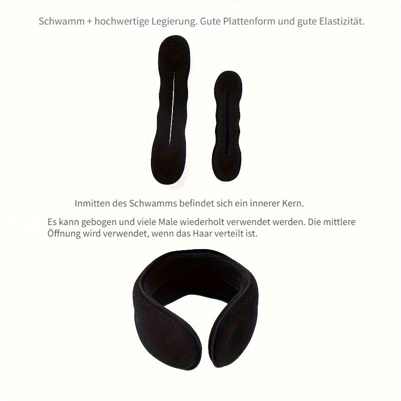 UQUABESO Bun Maker Schaumstoff-Haarstyler 2er-Set – 18 Cm & 23 Cm, Schwarz