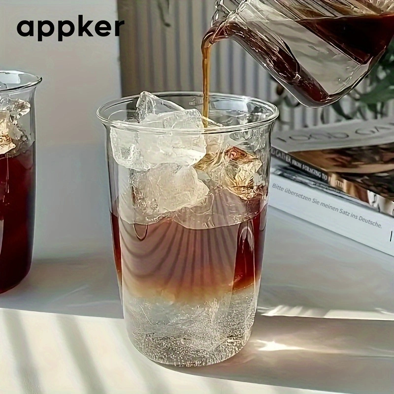 TEMU Upgraded 420ml High Borosilicate Glass Milk Mug, Iced Coffee Mug, Drinking Glass, Beer Mug, Tableware Suitable For , Valentine's Day Gift.
