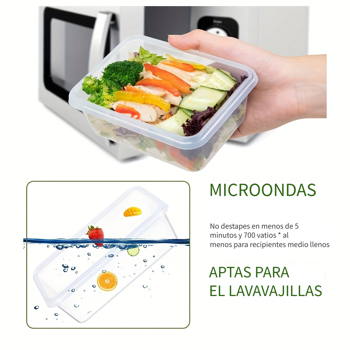 Paquete De 50 Recipientes De Plástico Para Preparación De Comidas Con Tapas Para Preparar Comidas Con Tapas 2 Compartimentos Cajas De Almuerzo