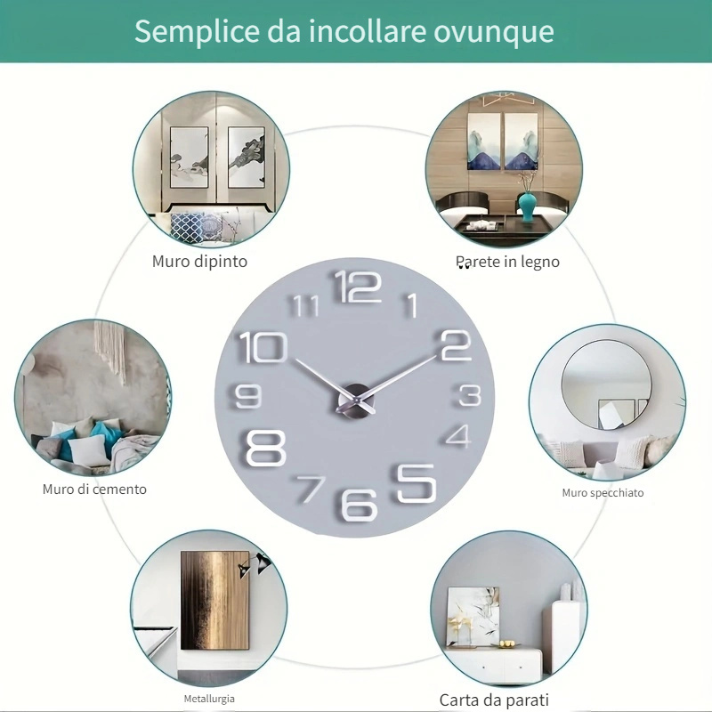 VidaXL Orologio da Parete 3D in Stile Moderno 100cm XXL Argento | Leroy Merlin