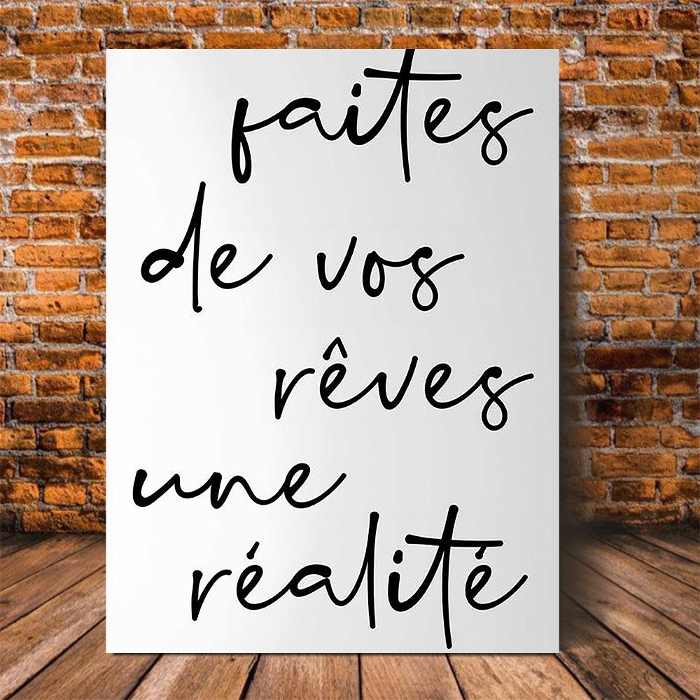 TEMU 2D Plat, , Impression de en Français, Art Mural , Décor Typographique Français, Affirmation Positive, Parfait pour Bureau, Couloir, Salon,
