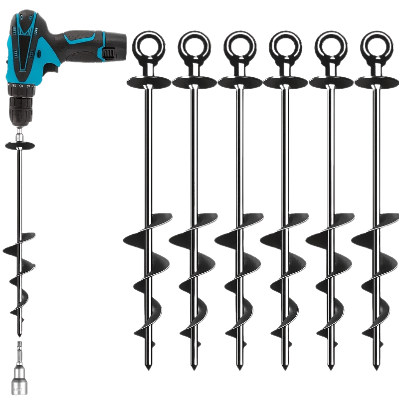E-shop 6er-Pack. 18-Zoll-Spiral-Erdanker, Hochleistungs-Spiralhaken für Zelte, Trampoline, Outdoor-Heringe, Gartenhaken sicheres Verankern