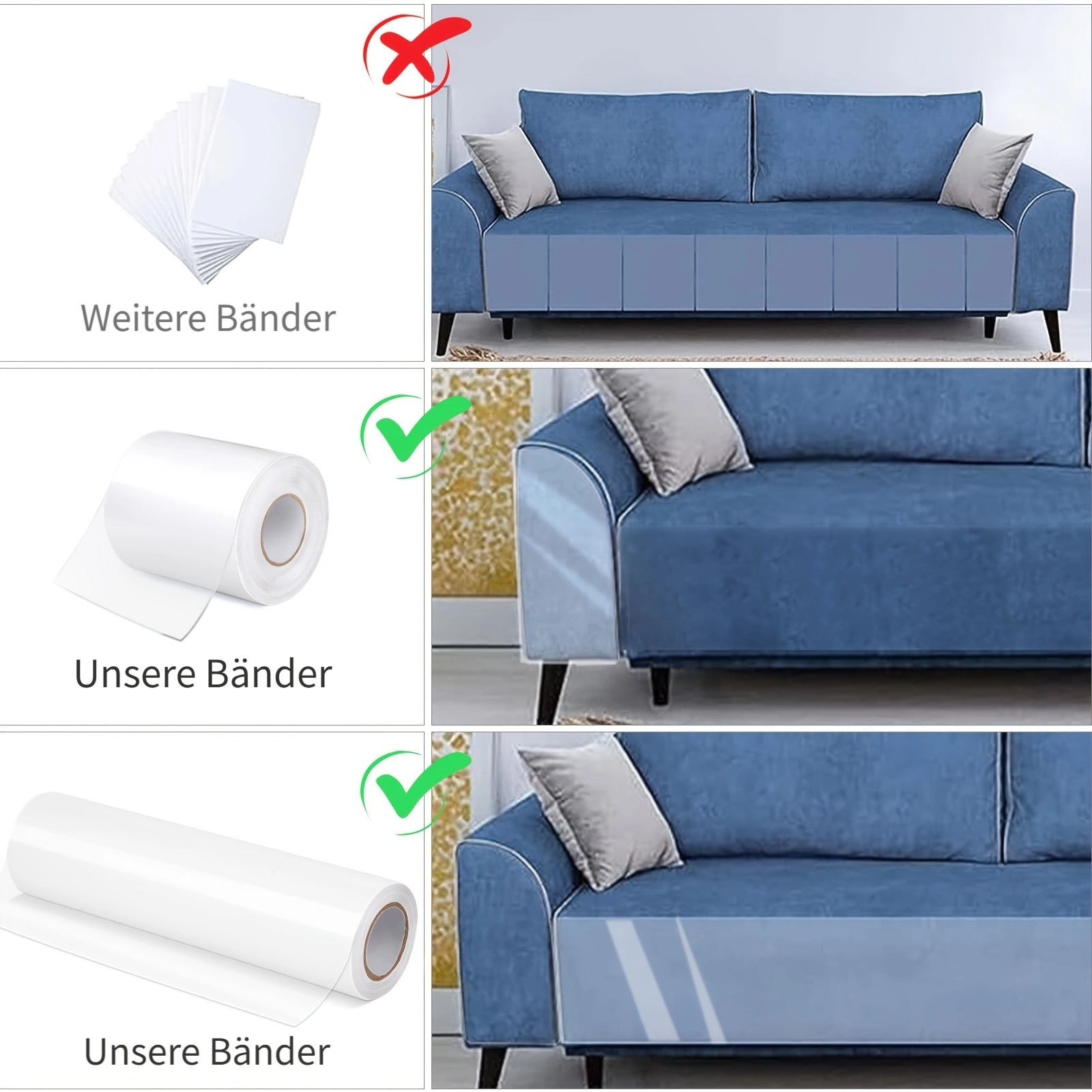 Kratzschutz Für Sofa & Möbel – Transparent, Selbstklebend, 3 Stück (100x20 Cm)