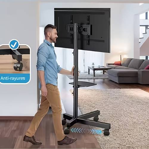 support tv robuste, chariot mobile sur pied avec étagère dexposition, 26-55 pouces, espacement des trous 400*400