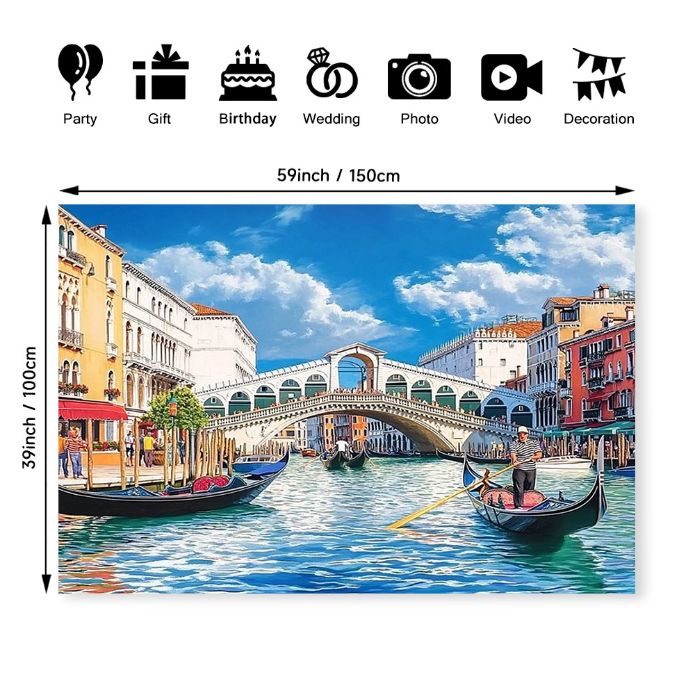 TEMU Italy Scene Polyester Backdrop - Fabric Wall Decor For Any Season, Home & Event Personalization, Italian Decor, A , Room