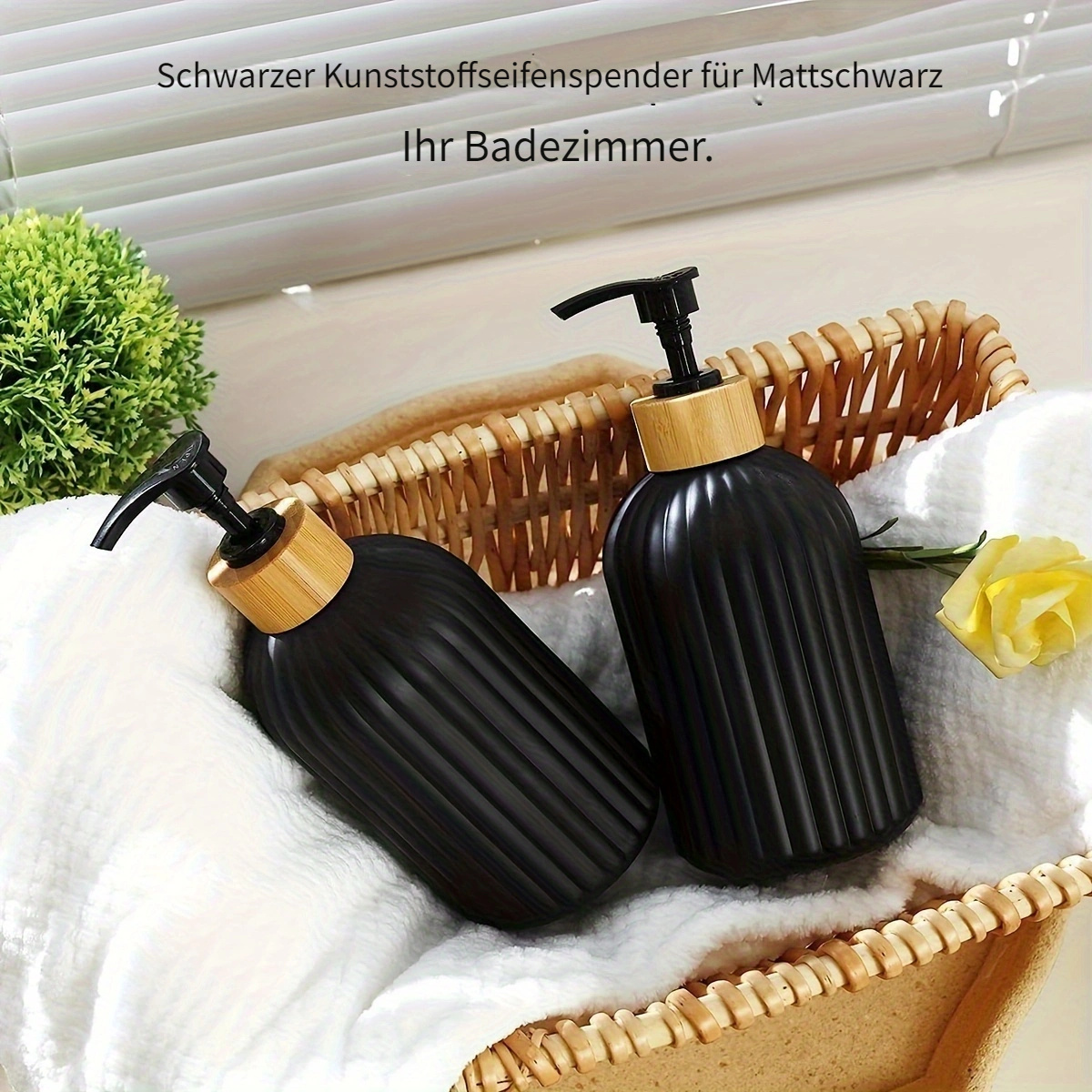 2er-Set Bambus-Seifenspender fr Badezimmer mit Plastikpumpe | 17Oz  2 -  Kchen-Seifenspender-Set, Splmittel, Handseifenspender, Badezimmer-Seife-  und Toner-Seifenspender-Set | Schwarz