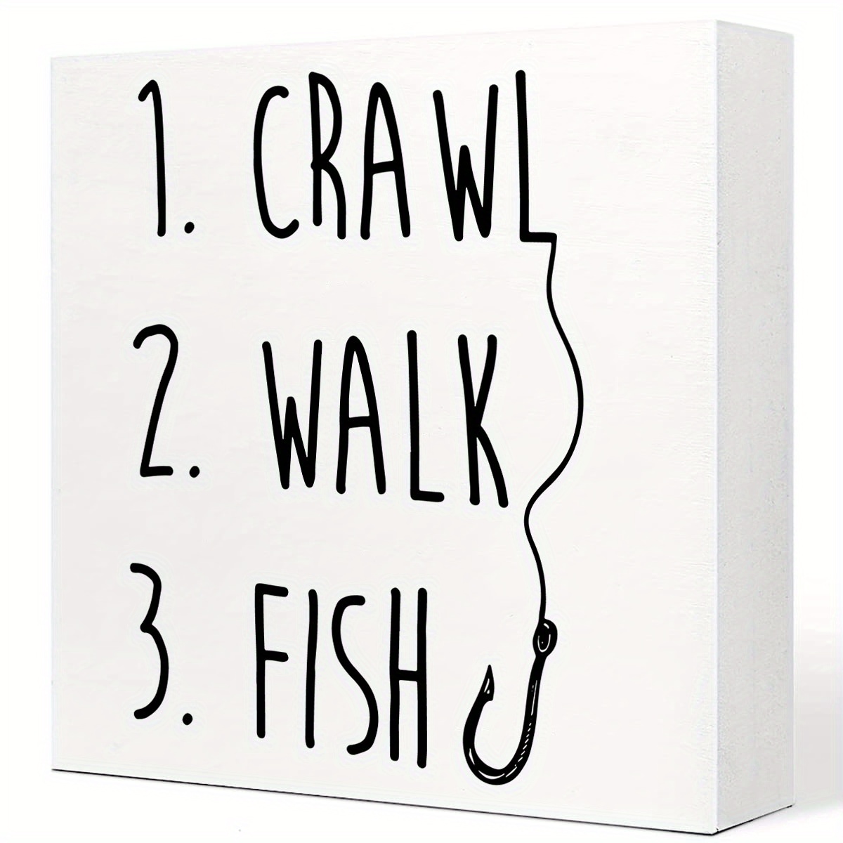 

1pc, Crawl Walk Fish Rustic Wooden Sign Desk Decor,funny Baby Fishing Wood Block Sign Desk Decorations For Home Bedroom Baby Room Desk Shelf Table Decor