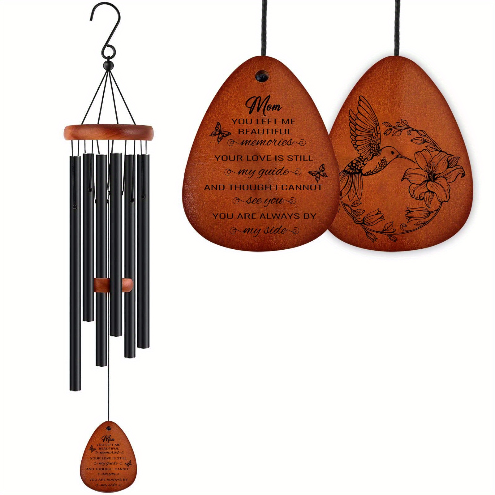 

Mom Memorial Wind Chimes Set - Sympathy & Grief Support, Outdoor Garden Decor, Mixed Colors