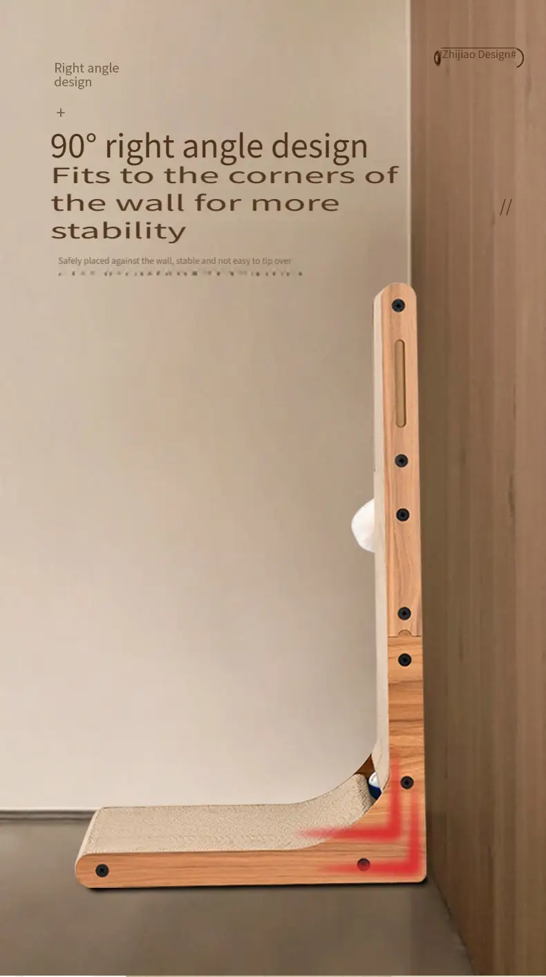 1pc l shaped cat scratching board furniture protection cat scratch pad with ball toy for indoor cats details 5