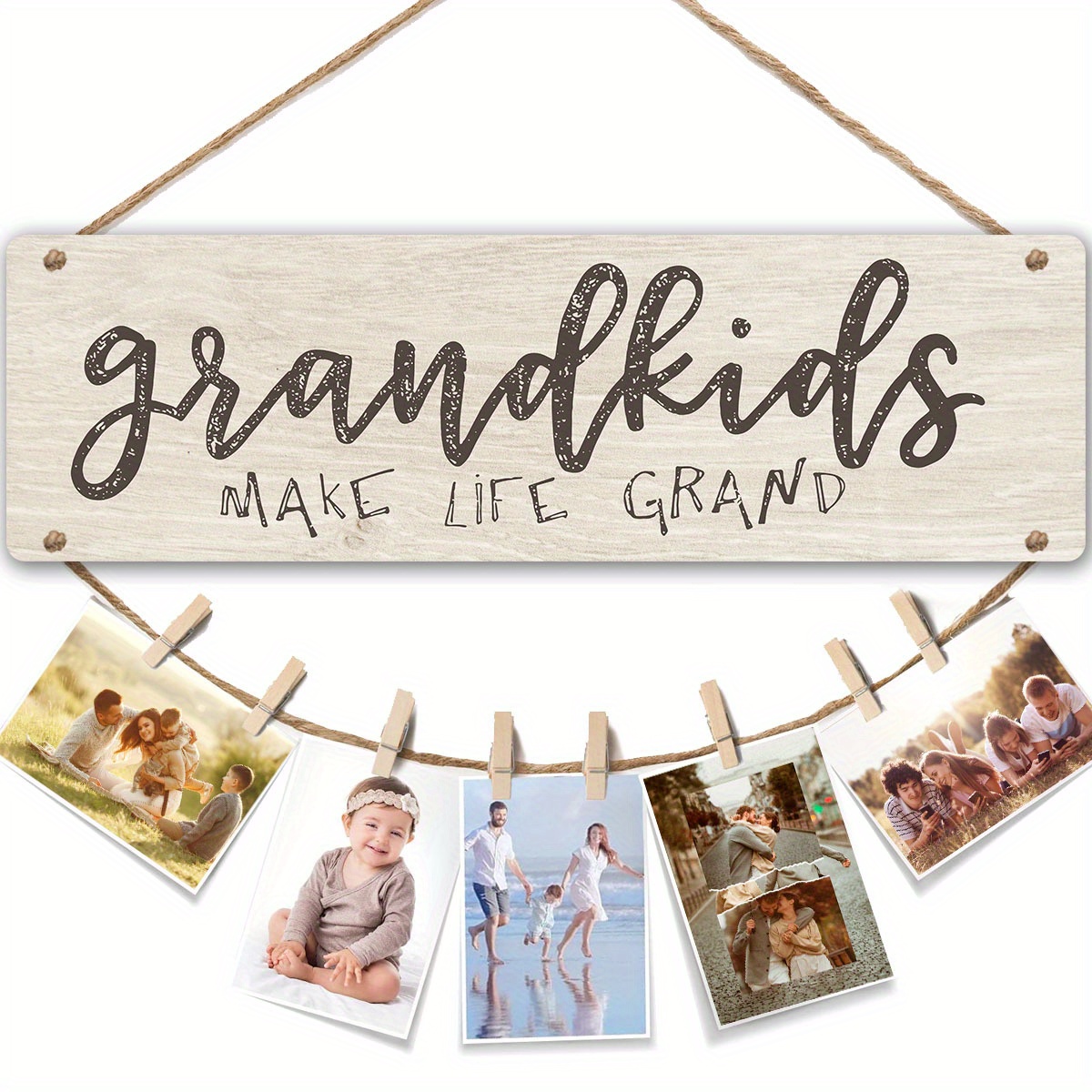 

Hanging Wooden Photo Frame For Grandma, Gift For Grandparents, Photo Display Frame To Make Life More Exciting, Best Gift For Mother's Day, Thanksgiving, Christmas