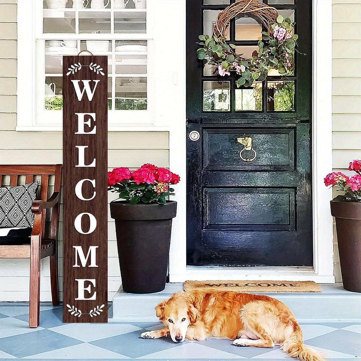 

1pc Rustic Wooden Welcome Sign, 11.8 Inches Festive 3d Merry Christmas Sign For Home & Outdoor, Farmhouse Style Holiday Wall Decor With Greenery Accents, Mother's Day Spring Season Gift